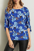 Load image into Gallery viewer, Texsong Women's Casual 3/4 Sleeve Floral Print Bow Tie Tuinic Blouse Top,L

