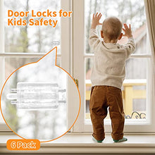 Load image into Gallery viewer, Sliding Door Lock Baby Safety - KOOPAO 6 Pack Slide Window Locks Closet Glass Doors Patio Child Safety Lock Perfect for Toddlers No Drilling Tools Needed Clear
