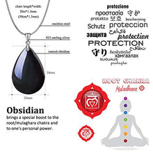 Load image into Gallery viewer, OCARLY 925 Black Obsidian Drop Pendant with Faint Rainbow Eyes Necklace Amulet Gemstone Stainless Steel/Titaniu/925 Chain Necklace
