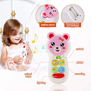 Earsam Baby Rattles and Teethers Set, Musical Phone Shaker Toy with Light for Infants, Early Educational Grab and Spin Rattles for Newborn Toddlers