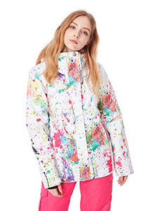 Women's Waterproof Ski Jacket Windprooof Winter Hooded Coat Bibs