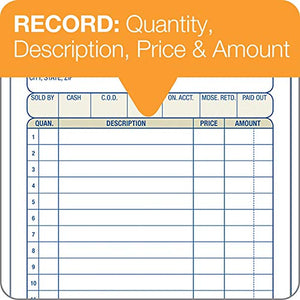 Adams Sales Order Book, 2-Part, Carbonless, White/Canary, 4-3/16 x 7-3/16 inches, 50 Sets per Book, 5 Books, 250 Sets Total (DC4705)