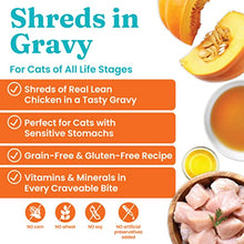 Load image into Gallery viewer, Solid Gold Canned Cat Food - Nature's Harmony Wet Cat Food Shreds in Gravy - Grain &amp; Gluten Free Cat Wet Food Made with Real Chicken &amp; Pumpkin for Sensitive Stomach Support &amp; Digestive Health -24 Pack
