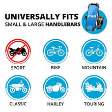 Load image into Gallery viewer, Roam Universal Premium Bike Phone Mount for Motorcycle - Bike Handlebars, Adjustable, Fits iPhone 11, X, XR, 8 | 8 Plus, 7 | 7 Plus, 6s Plus | Galaxy, S10, S9, S8, Holds Phones Up to 3.5&quot; Wide
