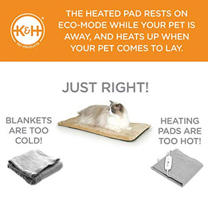 K&H Pet Products Thermo-Kitty Mat Heated Pet Bed Mocha 12.5 X 25 Inches