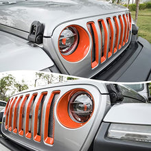Load image into Gallery viewer, Bonbo Mesh Grille Grill Insert &amp; Headlight Turn Light Cover Trim Exterior Accessories for Jeep Wrangler JL Sport/Sports 2018 2019 2020 2021 2022 (Orange)
