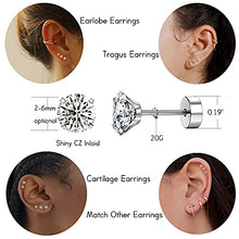 Load image into Gallery viewer, CASSIECA 6 Pairs 20G Cartilage Earring Stud for Women Men 316L Surgical Steel Flat Back Earrings Set, 2-6mm Round CZ Barbell Stud Earrings for Cartilage Tragus Helix Piercing Jewelry
