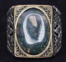 Load image into Gallery viewer, Falcon Jewelry 925 Sterling Silver Mens Ring, Moss Agate Natural Gemstone, Free Express SHİPPİNG
