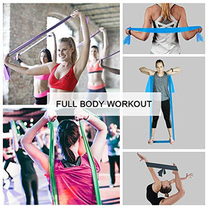 A AZURELIFE Resistance Bands, Professional Non-Latex Elastic Exercise Bands, 5 ft. Long Stretch Bands for Physical Therapy, Yoga, Pilates, Rehab, at-Home or The Gym Workouts, Strength Training