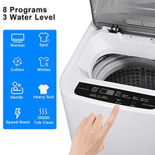 Load image into Gallery viewer, MOOSOO Full-Automatic Washing Machine 0.84 cu.ft/6.6 lbs Portable Compact 2 in 1 Laundry Washer with Drain Pump,8 Programs 3 Water Level,24h Smart Delay Washing with LED Display
