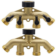 Load image into Gallery viewer, Twinkle Star 4 Way Heavy Duty Brass Garden Hose Splitter, Hose Connector 3/4", Hose Spigot Adapter with 4 Valves
