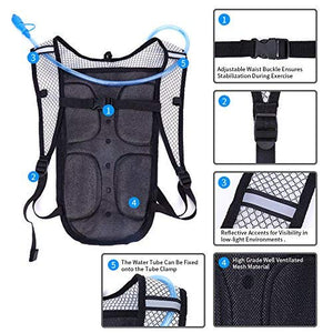 Neboic 2Pack Hydration Backpack Pack with 2L Hydration Bladder - Lightweight Water Backpack Keeps Water Cool up to 4 Hours with Big Storage for Kids Women Men Hiking Cycling Camping Music Festival