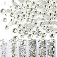 Load image into Gallery viewer, 4574pcs Nail Art Rhinestones Clear Nail Crystal Flat Back Circular Glass Studs Stones for 3D Nails Art Decorations Manicure Tools（1.3mm - 4.8mm) (Crystal Clear)
