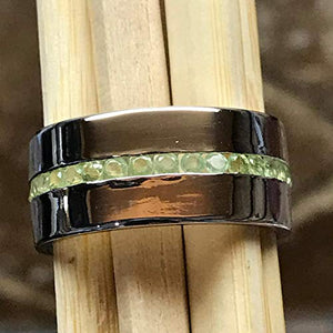 Genuine 2ct Green Peridot 925 Solid Sterling Silver Men's Ring Size 7, 8