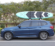 Load image into Gallery viewer, WIRUGA Folding Kayak Rack 4 PCS/Set J Bar Roof Carrier Rack of Bilateral Premier for Canoe/SUP/Kayaks and Surfboard Board On Rooftop Mount on SUV/Car and Truck Crossbar with 4 PCS Tie Down Straps
