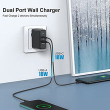 Load image into Gallery viewer, Aiibe 36W Dual Port USB C Charger Power Adapter Fast Charging Block with 18W QC3.0 USB-A + USB-C PD Port Wall Charger Block Plug for iPhone, iPad, Samsung, LG and Other Smartphone (Black)
