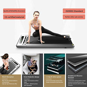 RHYTHM FUN Treadmill Under Desk Treadmill Potable Walking Pad Folding Treadmill with Wide Tread Belt Slim Mini Quiet Motorized Running Treadmill with Smart Remote and Workout App for Home and Office