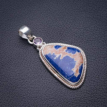 Load image into Gallery viewer, StarGems Natural Navy Sodalite And Amethyst Handmade 925 Sterling Silver Pendant 2" D5914
