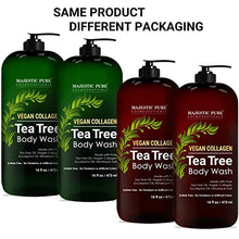 Load image into Gallery viewer, MAJESTIC PURE Tea Tree Body Wash with Collagen - Helps Nail Fungus, Athletes Foot, Ringworms, Jock Itch, Acne, Eczema &amp; Body Odor - Soothes Itching - (Packaging May Vary), Set of 2, 16 fl oz
