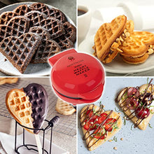 Load image into Gallery viewer, MyMini Personal Electric Heart Waffle Maker, 5-Inch Cooking Surface, Good For Hash browns, French Toast, Grilled Cheese, Quesadilla, Brownies, Cookies
