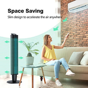 Tower Fan, 42” 90° Oscillating Tower Fan with 5 Fan Speeds, Sleep Mode, Remote, 12H On/Off Timer, Portable Stand Up Floor Bladeless Fan for Bedrooms, Living Rooms, Kitchen, Offices