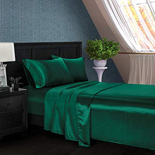 Load image into Gallery viewer, Homiest 4pcs Satin Sheets Set Luxury Silky Satin Bedding Set with Deep Pocket, 1 Fitted Sheet + 1 Flat Sheet + 2 Pillowcases (Full Size, Blackish Green)
