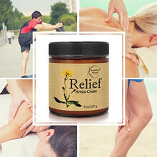 Load image into Gallery viewer, Relief Arnica Cream – Enriched with Lemongrass, Eucalyptus &amp; Rosemary Essential Oils – All Natural Massage Lotion for Sore Muscles &amp; Stiffness. Perfect for Massage Therapy by Brookethorne Naturals
