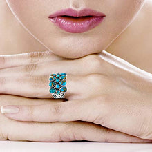 Load image into Gallery viewer, Turquoise Ring Sterling Silver 925 Genuine Gemstones Size 6 to 11 (Teal/Matrix Turquoise) (10)
