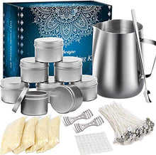 Load image into Gallery viewer, Howemon DIY Candle Making Kit Supplies, Arts &amp; Craft Tools Including Pouring Pot, 100 Cotton Wicks, Candle Wicks Holder, Beeswax, Spoon &amp; Candles tins
