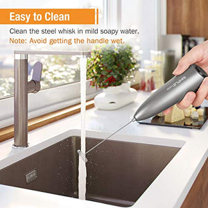 SIMPLETaste Milk Frother Handheld Battery Operated Electric Foam Maker, Drink Mixer with Stainless Steel Whisk and Stand for Cappuccino, Bulletproof Coffee, Latte