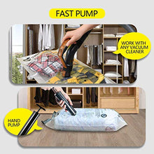 Load image into Gallery viewer, GONGSHI Vacuum Storage Bags 12 Pack (3 x Jumbo, Large, Medium, Small), Space Saver for Clothes Blankets Duvets Pillows Comforters, Travel Hand Pump Include
