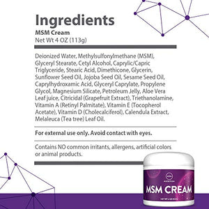 MRM MSM Cream with Vitamin A & D - 4 Oz.