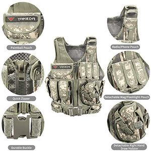 YAKEDA Tactical Vest Outdoor Ultra-Light Breathable Combat Training Vest Adjustable for Adults (ACU Camou)