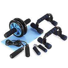 Load image into Gallery viewer, TOMSHOO 5-in-1 AB Wheel Roller Kit AB Roller Pro with Push-UP Bar, Hand Griper, Jump Rope and Knee Pad - Portable Equipment for Home Exercise, Workout (Upgraded Version)

