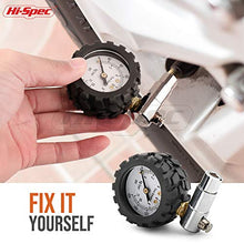 Load image into Gallery viewer, Hi-Spec 160 PSI Tire Pressure Dial Gauge for Presta Valves on Road Racing Bikes &amp; High End Mountain Bikes. Glass Dial with Quick-Release Air Button. Pocketable with a Rugged Protective Ring
