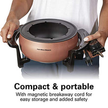 Load image into Gallery viewer, Hamilton Beach 3 Quart / 2.8 Liter 3QT Copper Electric Fondue Pot Set with Temperature Control, 6-Color Coded Forks, for Cheese, Chocolate, Hot Oil, Broth (86201)
