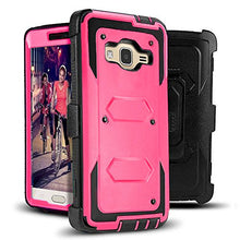 Load image into Gallery viewer, J.west Galaxy J3 Case, J3 (2016) Case, Hard Shock Absorption Full Body Rugged Hybrid Stand Holster Belt Clip Defender Phone Cover for J3, J3 (2016), J3 V, Express Prime, Amp Prime, Galaxy Sky Rose
