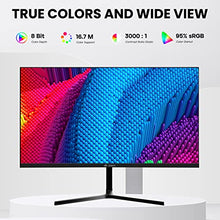Load image into Gallery viewer, CRUA 22 Inch Computer Monitor, Full HD(1920x1080P) 75HZ VA Desktop Display, 3 Sides Zero Frame 178° Wide View Angle PC Monitor with Eye-Care Technology, Support VESA, VGA&amp;HDMI Port-Black
