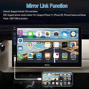Hieha Car Stereo Compatible with Apple Carplay and Android Auto, 7 Inch Double Din Car Stereo with Bluetooth, Touch Screen Car Radios MP5 Player with A/V Input, Backup Camera, Mirror Link, SWC