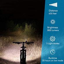 Load image into Gallery viewer, Te-Rich Bike Lights USB Rechargeable, LED Cycling Light Front and Back, 800 Lumen Headlight Flashlight and Rear Taillight Set, Easy to Use, Road/Moutain Bicycle Accessories for Kids, Men and Women
