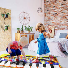 Load image into Gallery viewer, RenFox Kids Musical Mats, Music Piano Keyboard Dance Floor Mat Carpet Animal Blanket Touch Playmat Early Education Toys for Baby Girls Boys(43.3x14.2in)

