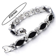 Load image into Gallery viewer, COOLSTEELANDBEYOND Steel Link Bracelet for Women with Black Enamel, Free Link Removal Kit
