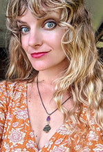 Load image into Gallery viewer, MOLDAVITE &amp; SUGILITE Pendant in Real Gold! 12 Kt Genuine Crystal 19" Necklace. Synergy 12 Tektite Metaphysical Jewelry Meteorite Wire Wrap Stone
