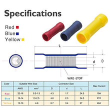 Load image into Gallery viewer, AIRIC 220PCS Butt Connectors Crimp Terminals 22-10 AWG PVC Butt Connector Kit Fully Insulated Wire Butt Splice Connectors
