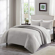 Load image into Gallery viewer, Comfort Spaces Kienna Quilt Set - Luxury Double Sided Stitching Design, All Season, Lightweight, Coverlet Bedspread Bedding, Matching Shams, Gray Full/Queen(90"x90") 3 Piece
