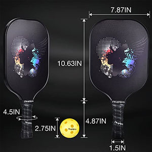 niupipo Pickleball Paddles, USAPA Pro Graphite Pickleball Paddle Set of 2 Pickleball Racquet 4 Pickleball Balls 1 Bag, Polypropylene Honeycomb Core, Graphite Face Cushion 4.25In Grip Pickleball