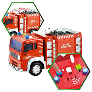 JOYIN 4 Packs Emergency Vehicle Toy Playsets, Friction Powered Vehicles with Light and Sound, Including Fire Truck, Ambulance Toy, Play Police Car and Toy Helicopter, Best Toddler Kids Boys Gifts