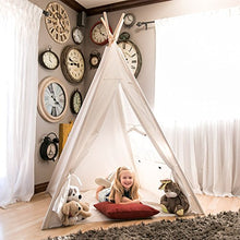 Load image into Gallery viewer, Best Choice Products 6ft Kids Cotton Canvas Play Tent Playhouse w/ Carrying Bag - White
