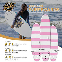Load image into Gallery viewer, South Bay Board Co. - 5' / 6' / 8' Beginner Surfboards - Safe Soft-Top Surfboards - Beginner Surfboards for Kids &amp; Adults – Strong Triple Stringer Durability - Leash &amp; Safe-Edge Fins Included
