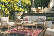 Load image into Gallery viewer, Signature Design by Ashley Clare View Coastal Outdoor Patio Eucalyptus Sofa with Cushions, Beige

